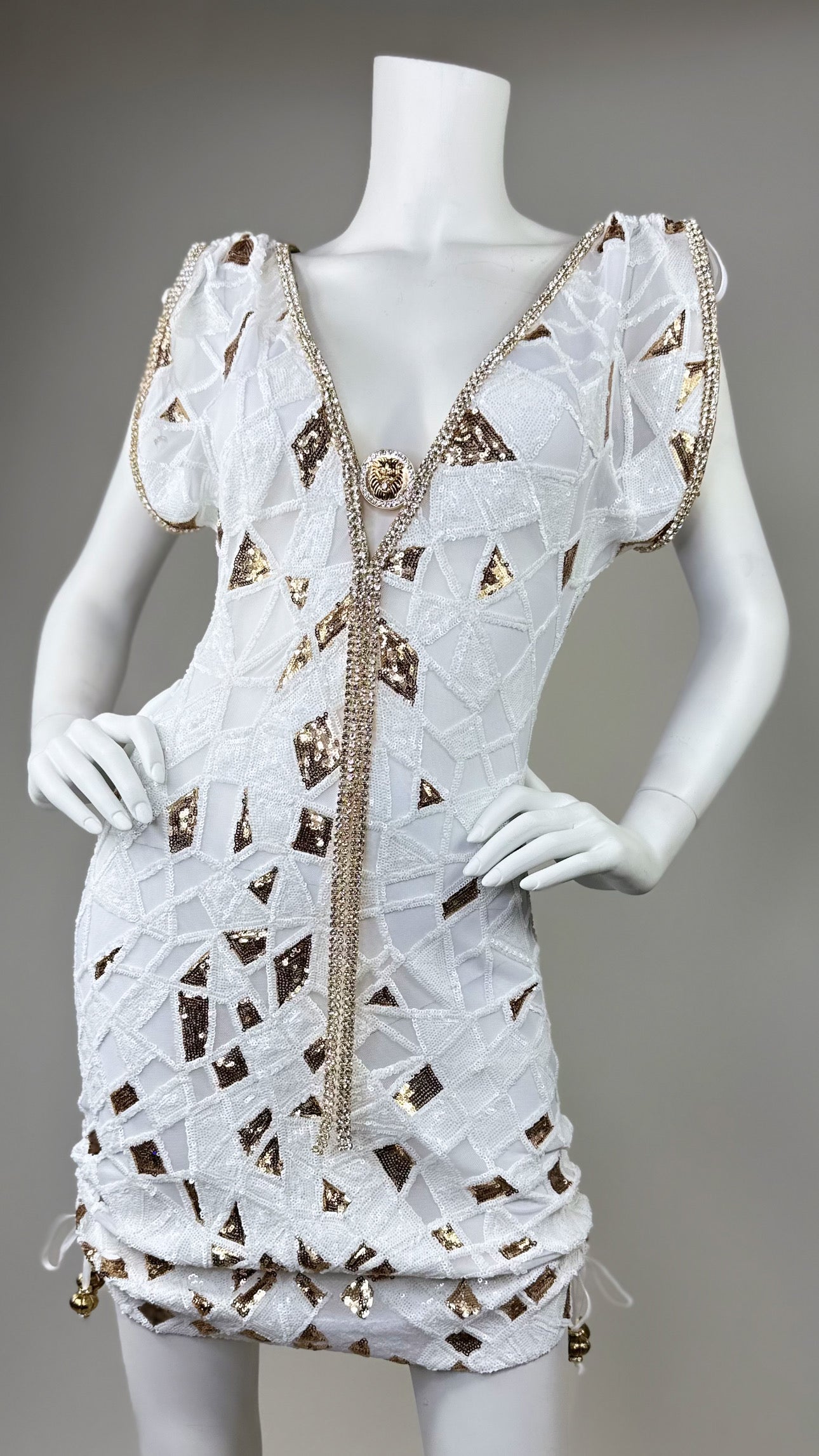 Troy short beaded dress with adjustable sides