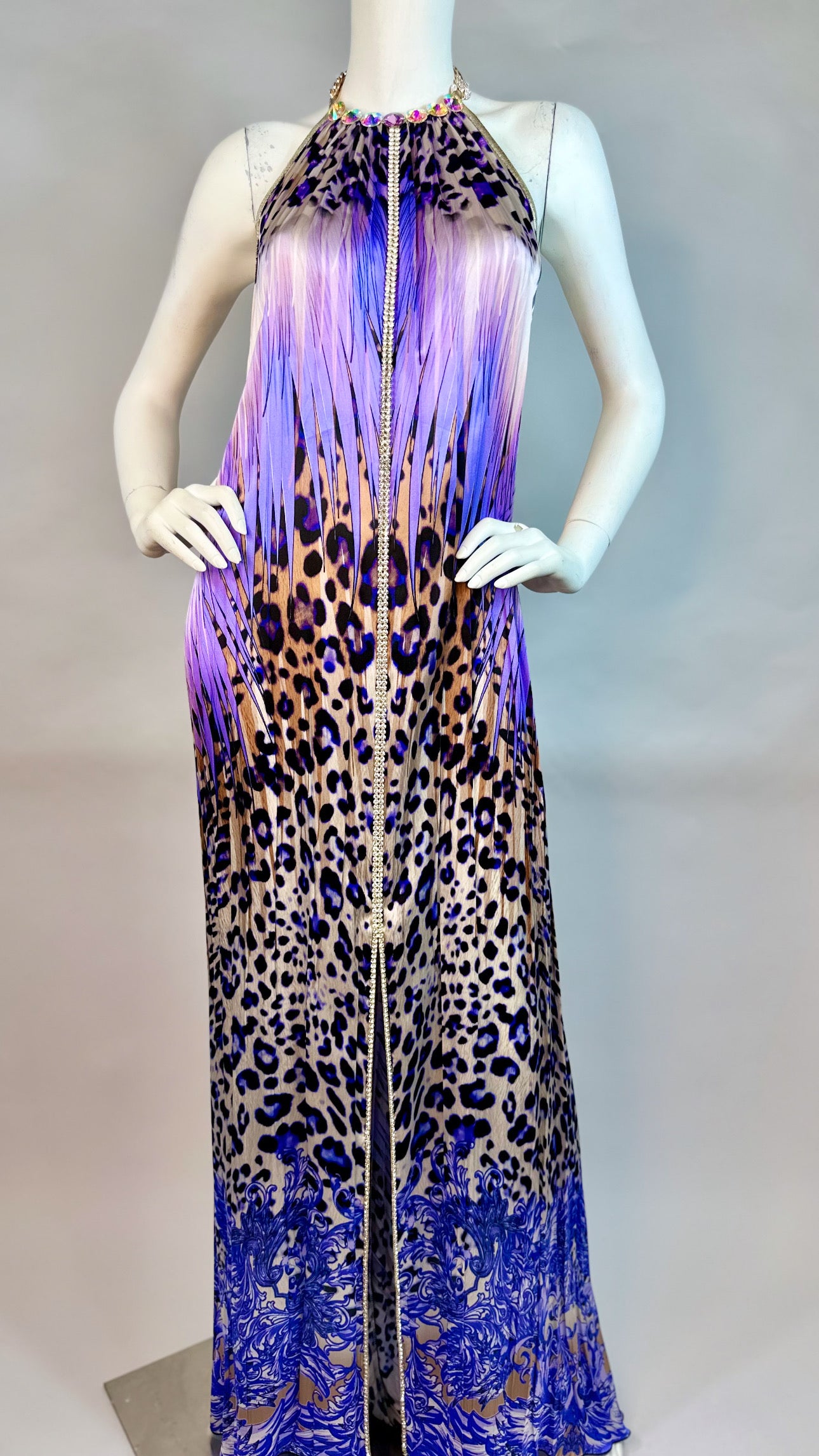 Scarf open back long dress