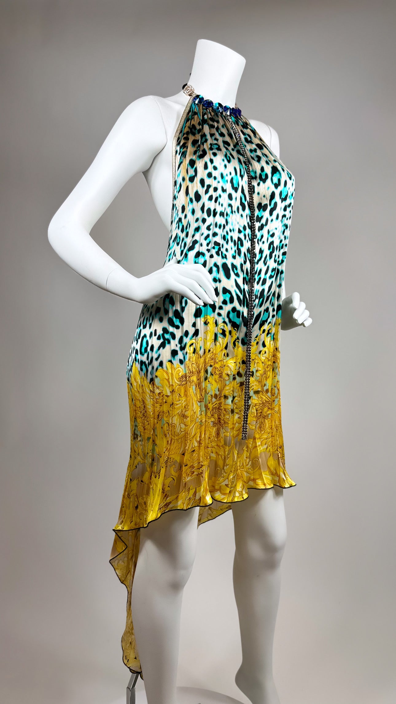 Scarf open back short dress