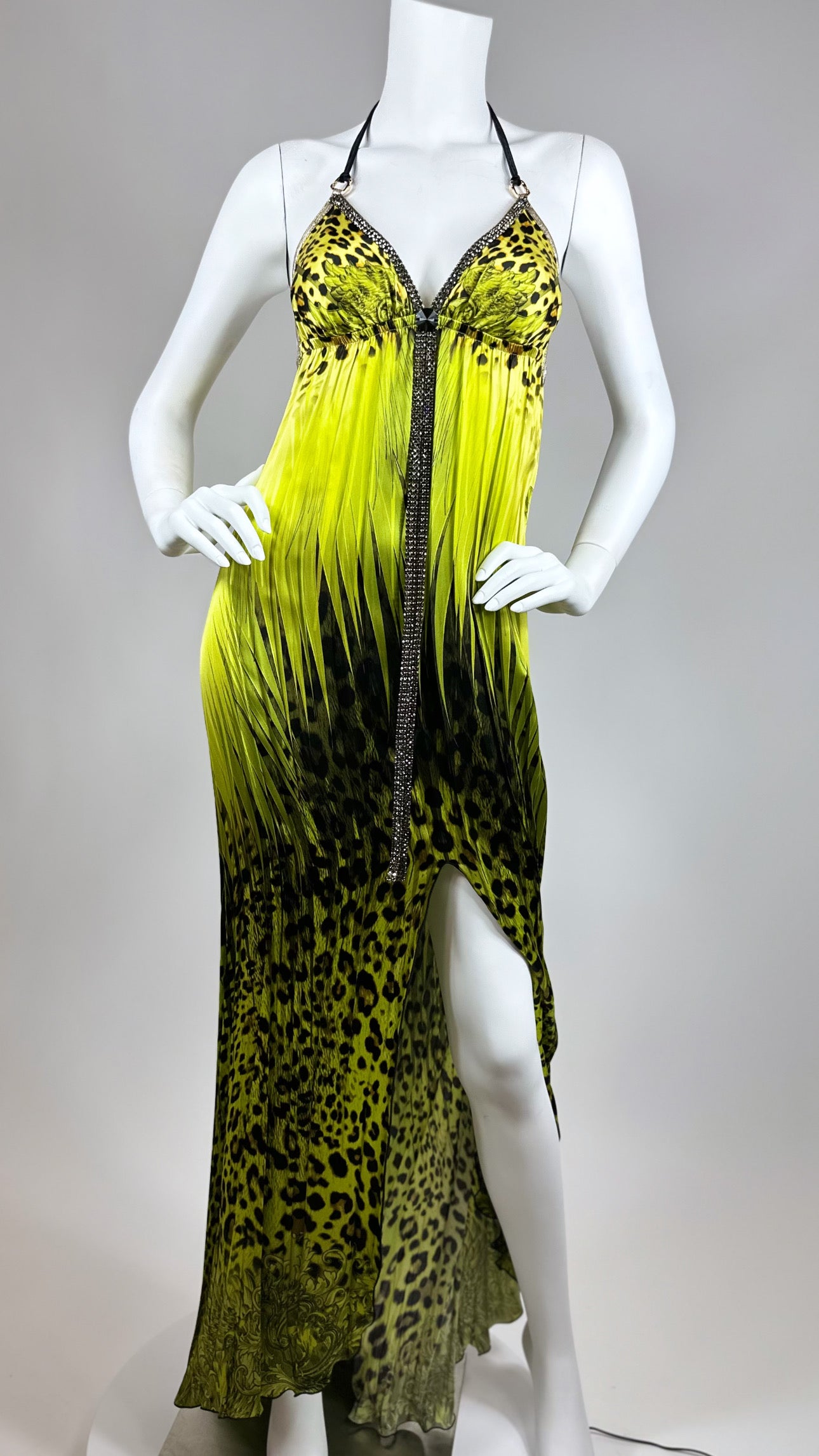 Halter open back long dress with crystal