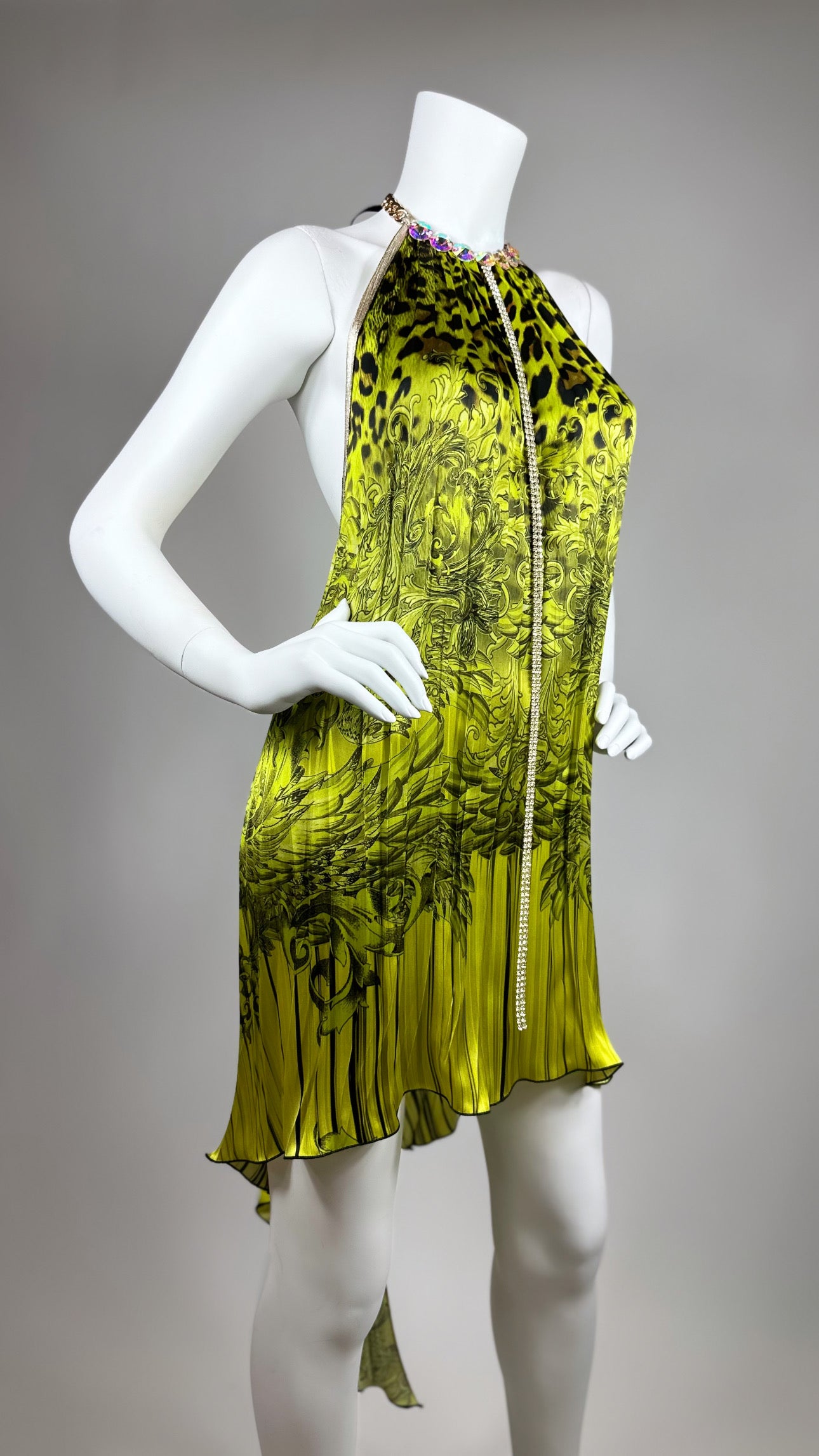 Scarf open back short dress