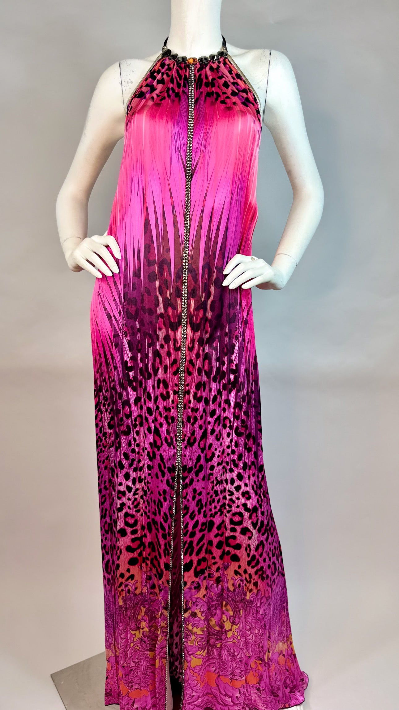 Scarf open back long dress