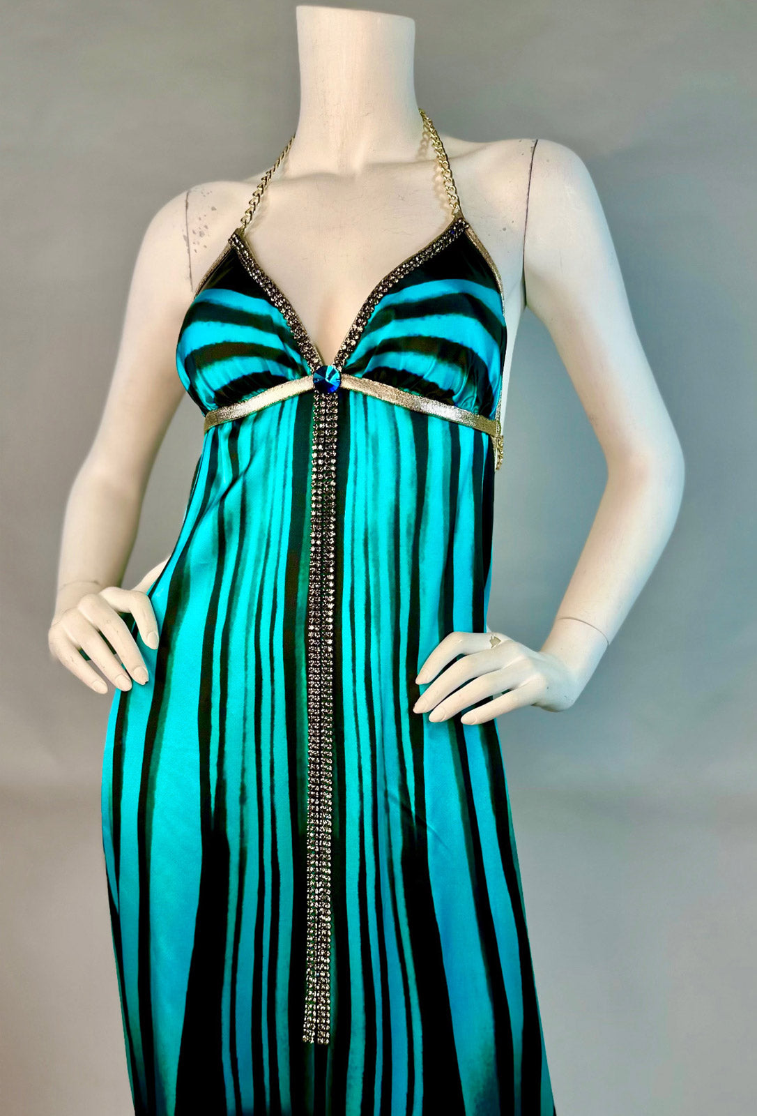 Halter open back short dress with crystal