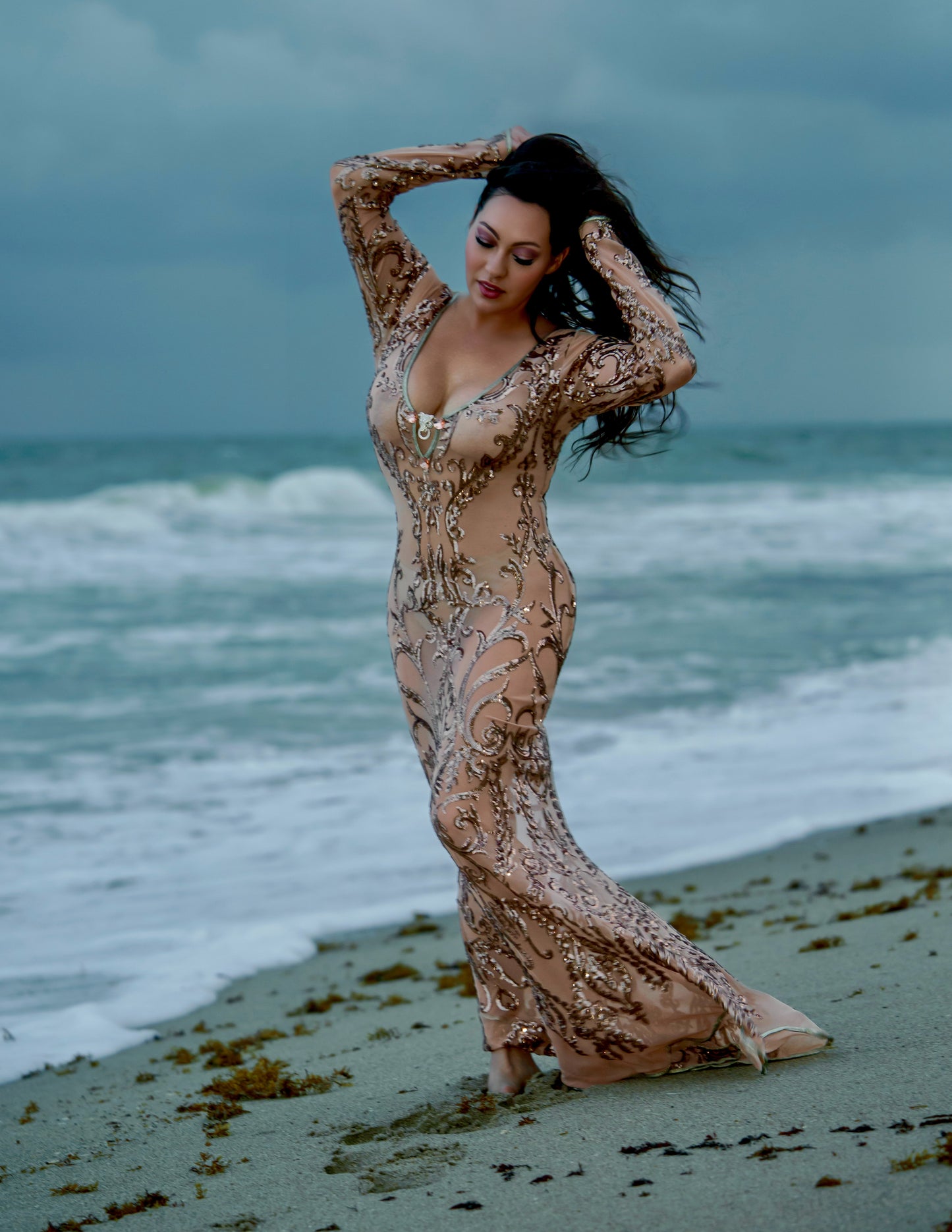 Evening beaded gown