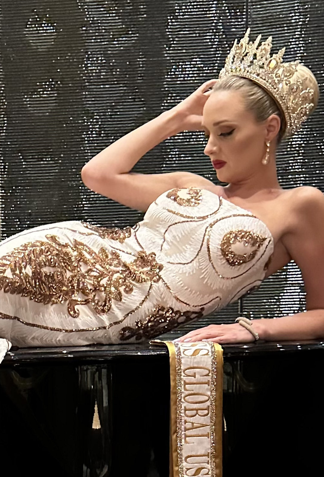 Corset style beaded long dress