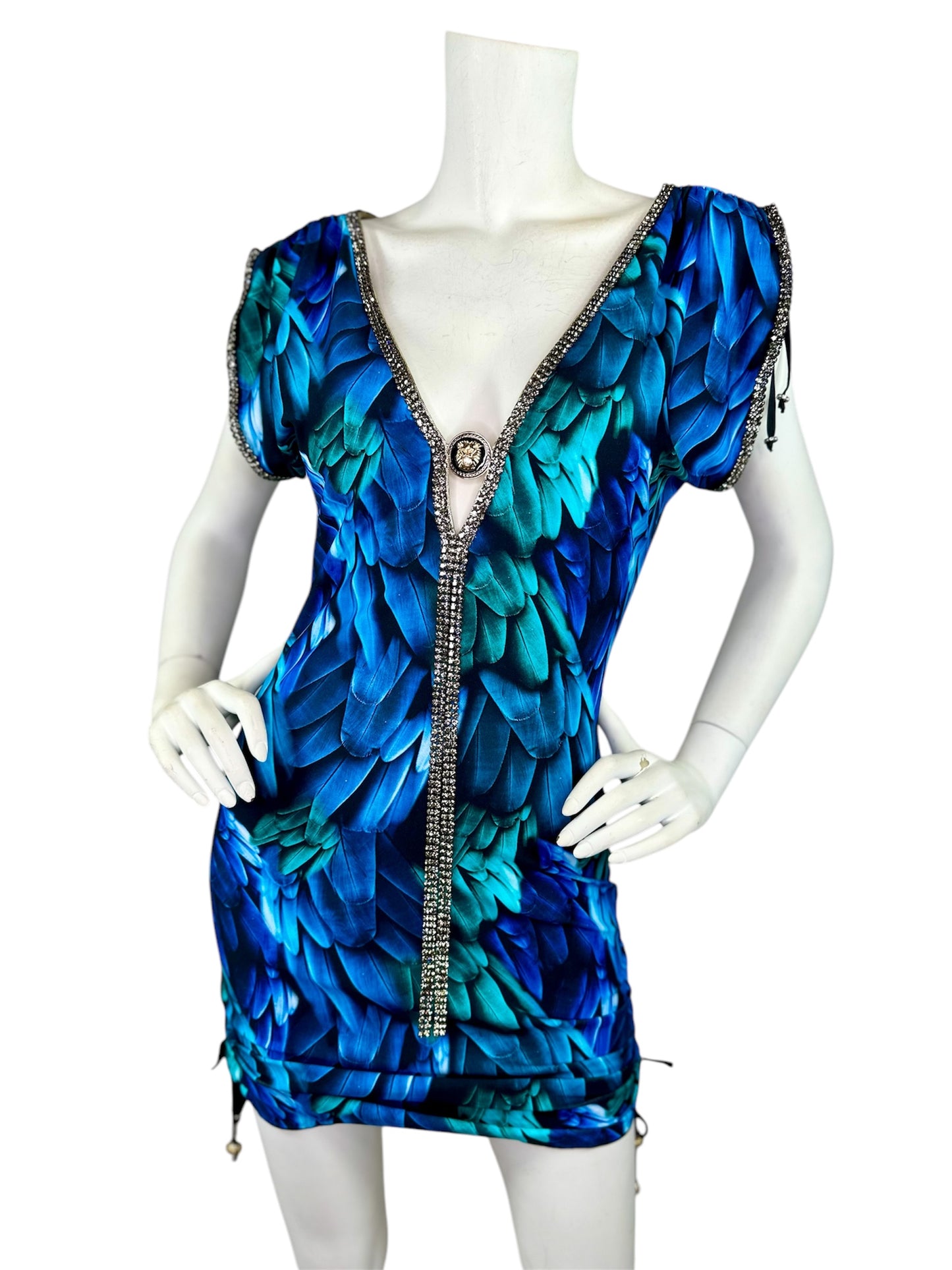 Troy short dress with medallion and adjustable sides