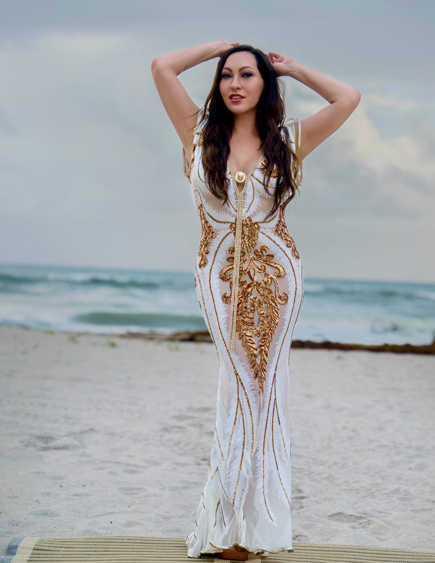 Troy long beaded dress